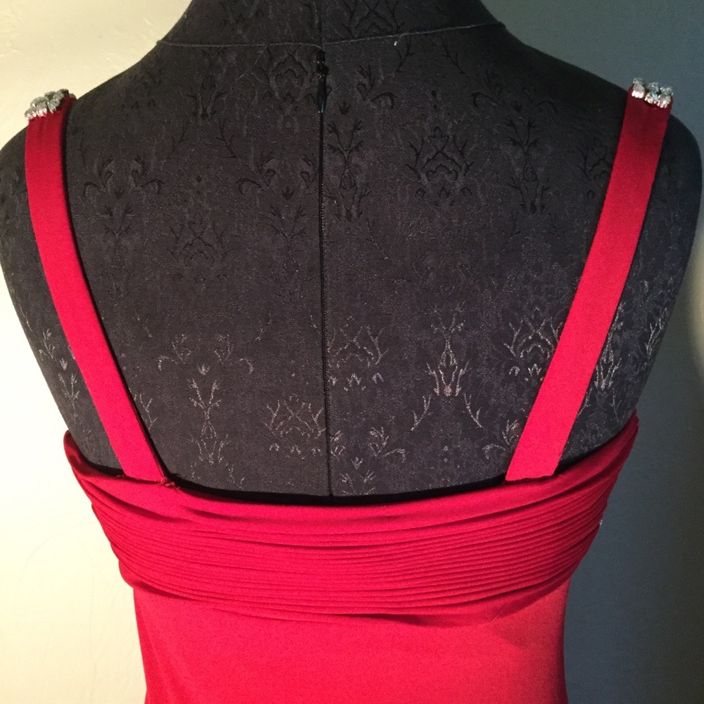 Js Boutique Red Evening Gown With Beaded Straps - image 6